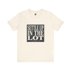 Settle Up In The Lot Tee — Golf Gambling Typography
