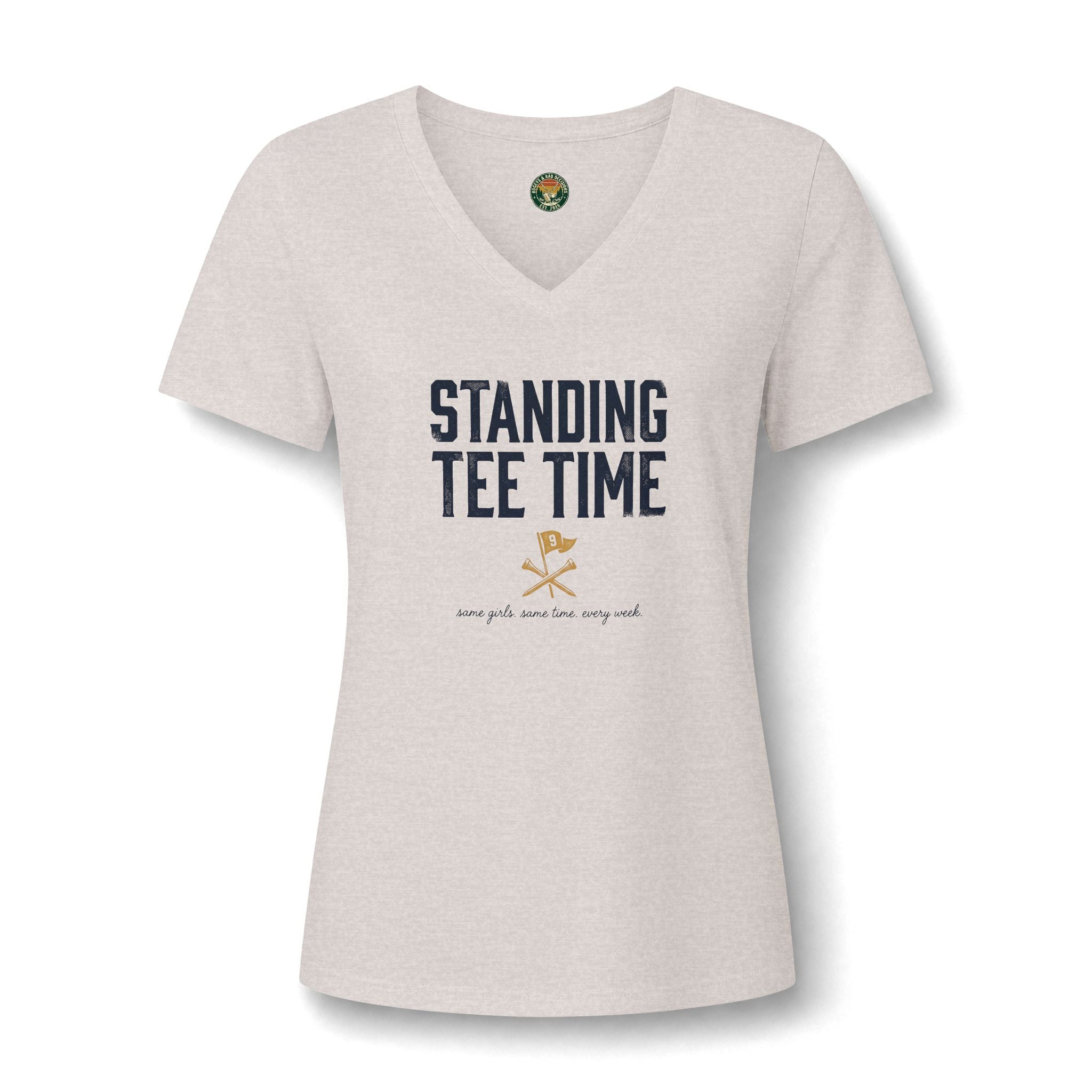 Standing Tee Time V-Neck Tee — Back Nine Bettys