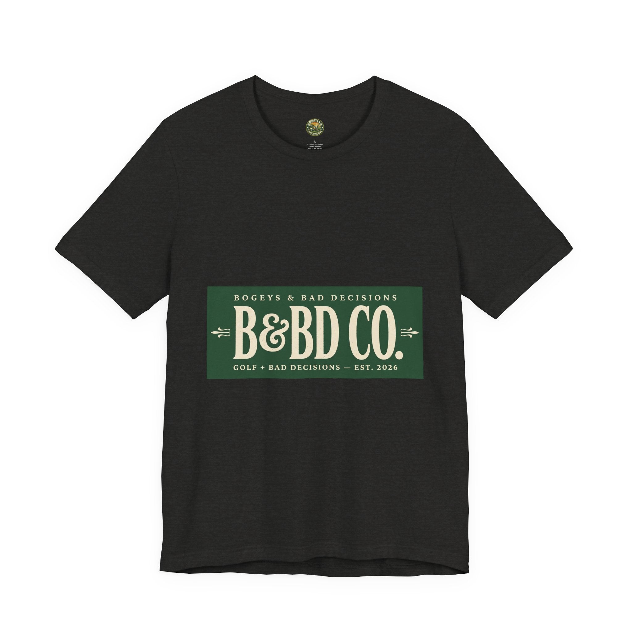 Vintage brand block golf tee — forest green and cream