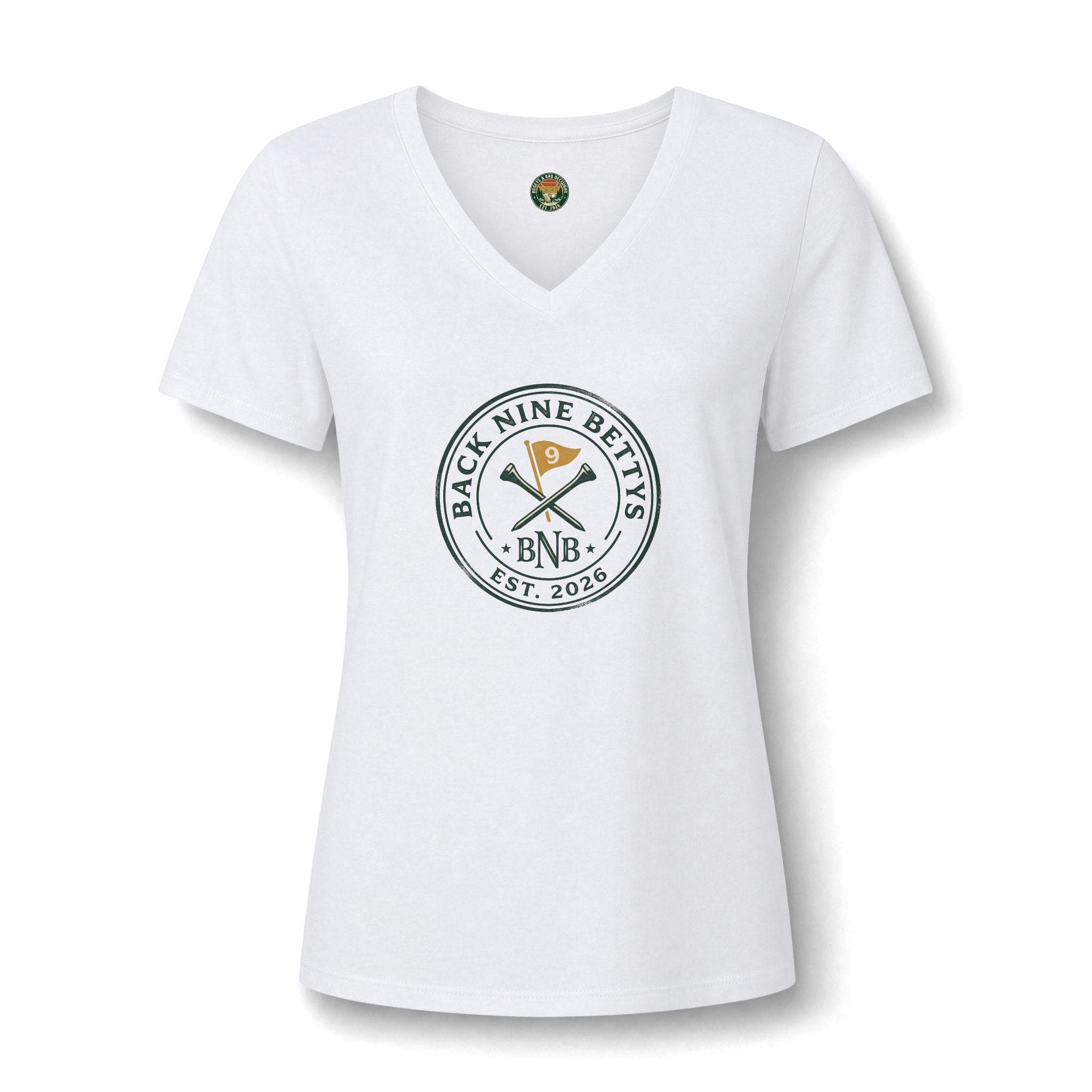 Back Nine Bettys V-Neck Tee — Charter Member Badge
