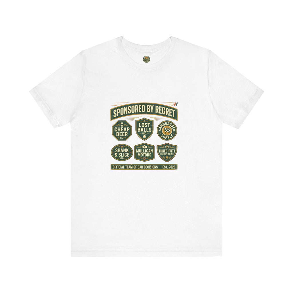 Sponsored By Regret Tee - Fake Racing Sponsor Patch