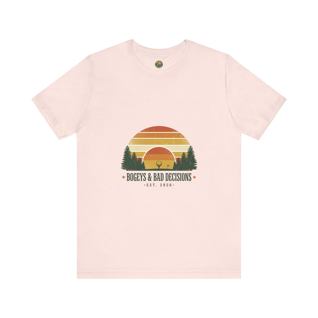 Bogeys & Bad Decisions Tee — Sunset Stripe Solo