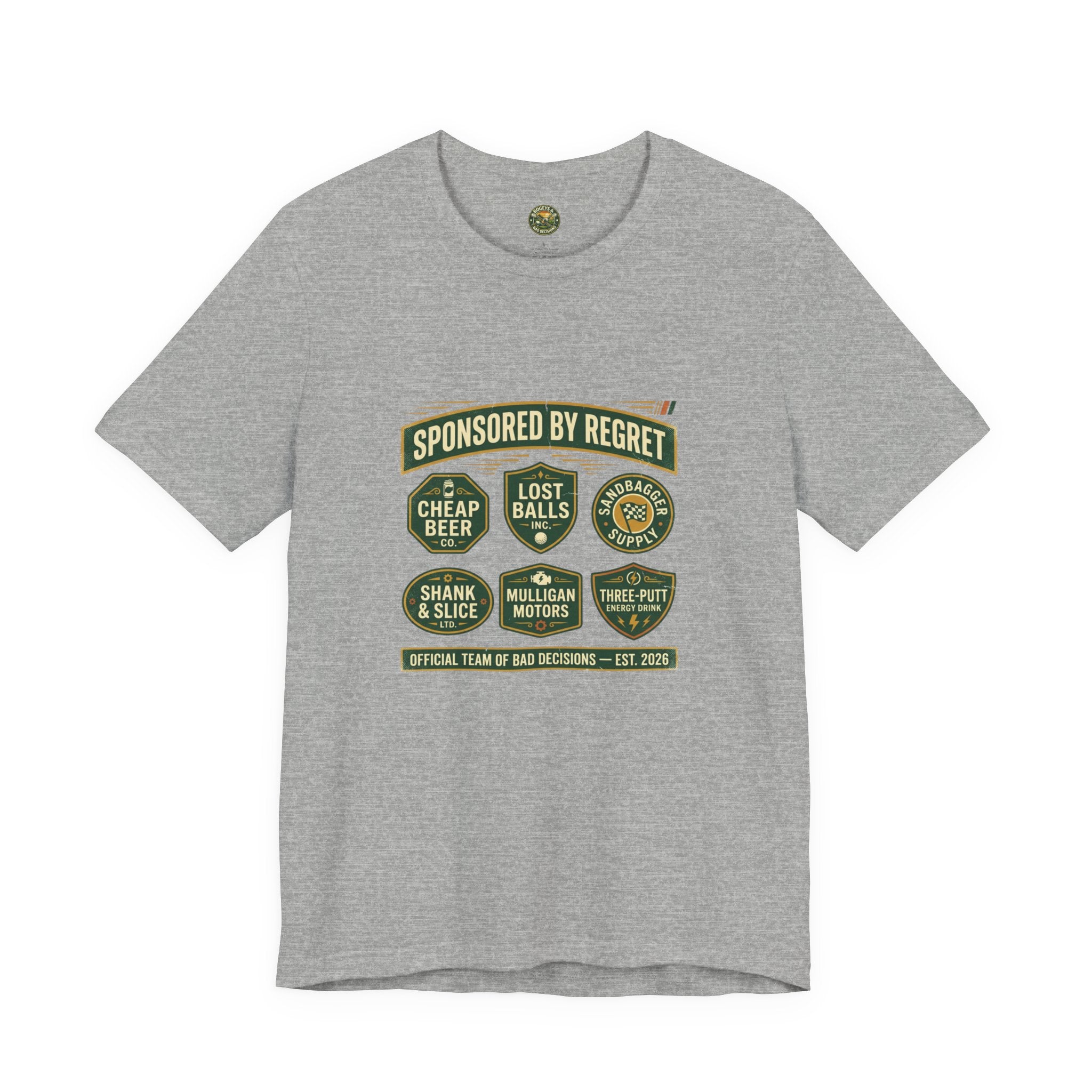 Sponsored By Regret Tee - Fake Racing Sponsor Patch