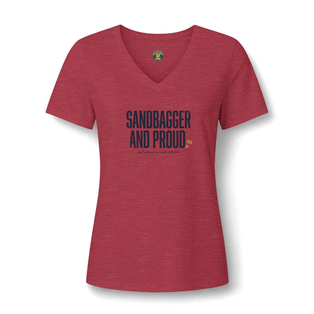 Sandbagger. And Proud. V-Neck Tee — Back Nine Bettys