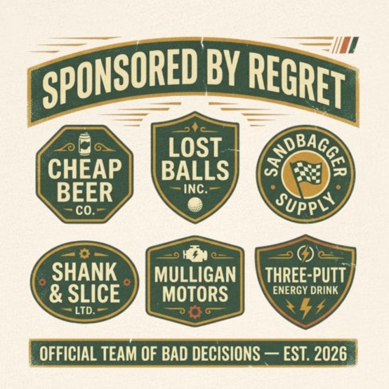 Sponsored By Regret Tee - Fake Racing Sponsor Patch