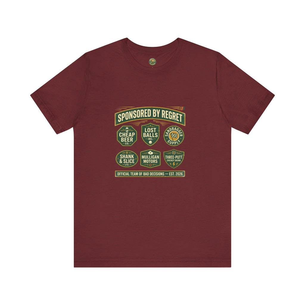 Sponsored By Regret Tee - Fake Racing Sponsor Patch