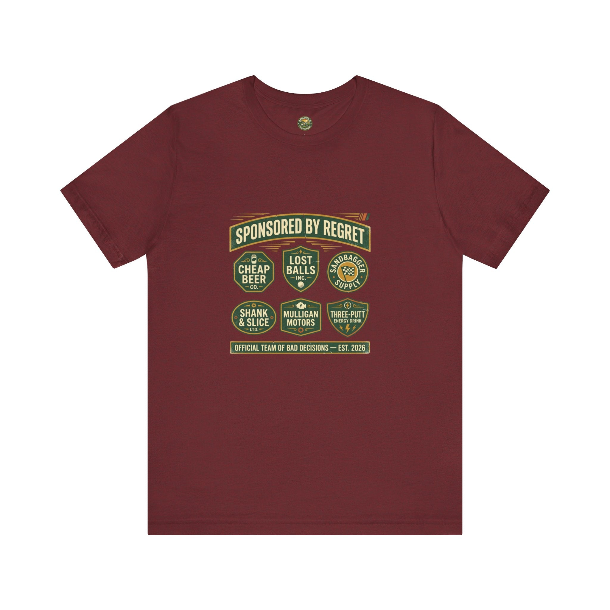 Sponsored By Regret Tee - Fake Racing Sponsor Patch