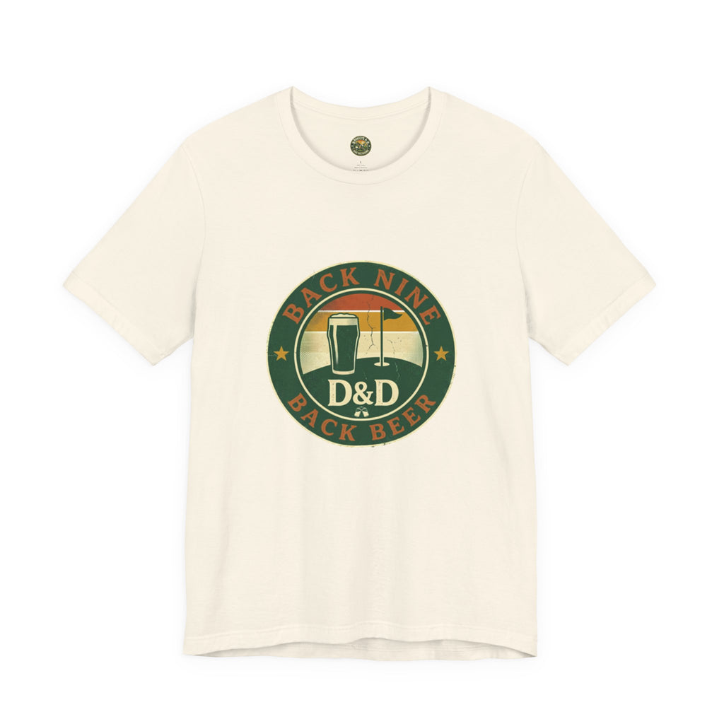 Back Nine Back Beer - Vintage Golf Sunset Badge Tee