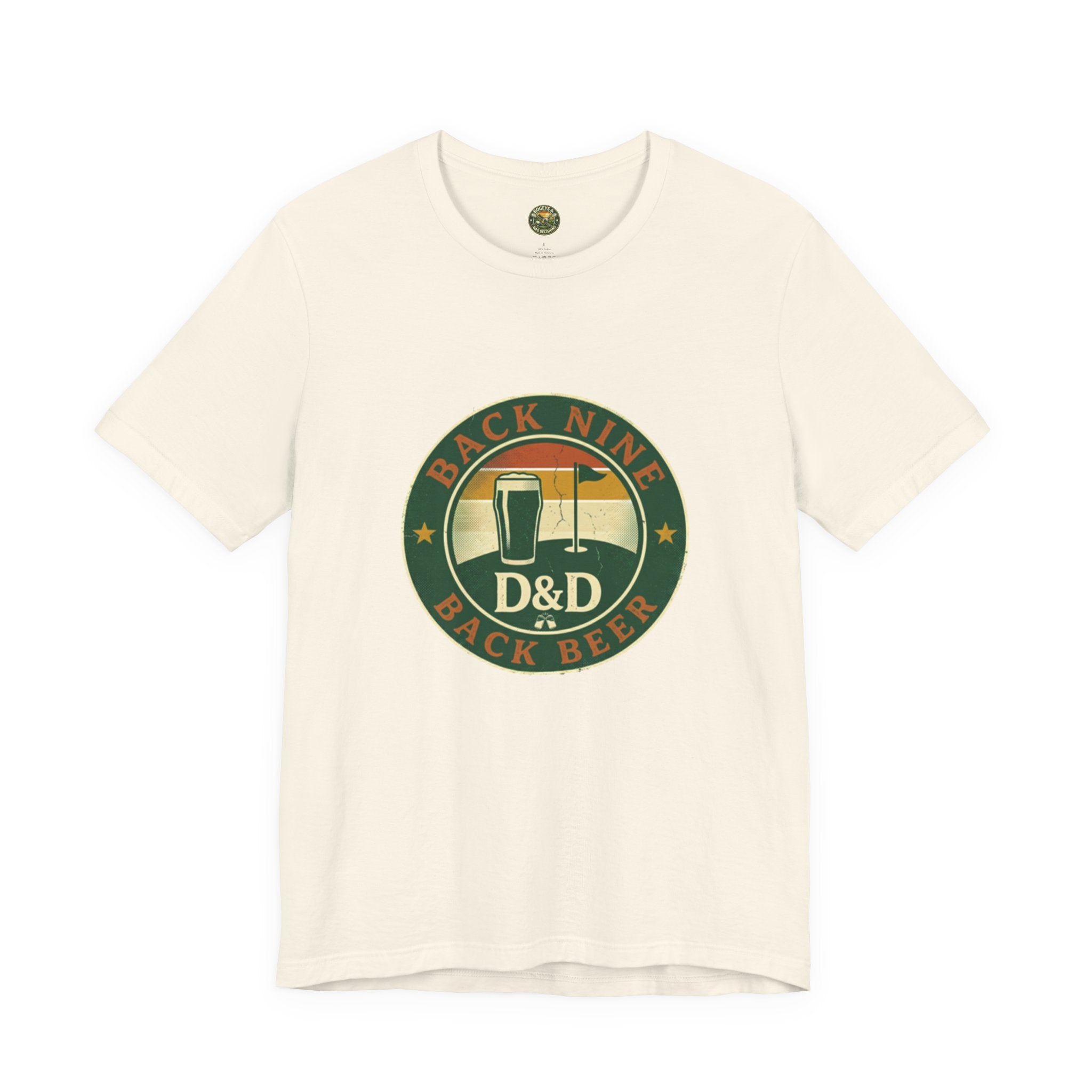 Back Nine Back Beer - Vintage Golf Sunset Badge Tee