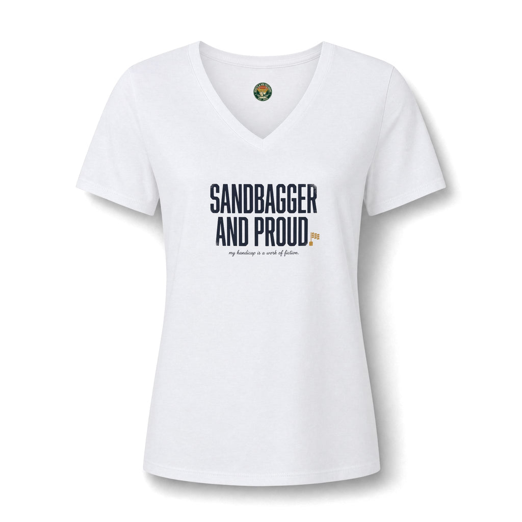Sandbagger. And Proud. V-Neck Tee — Back Nine Bettys