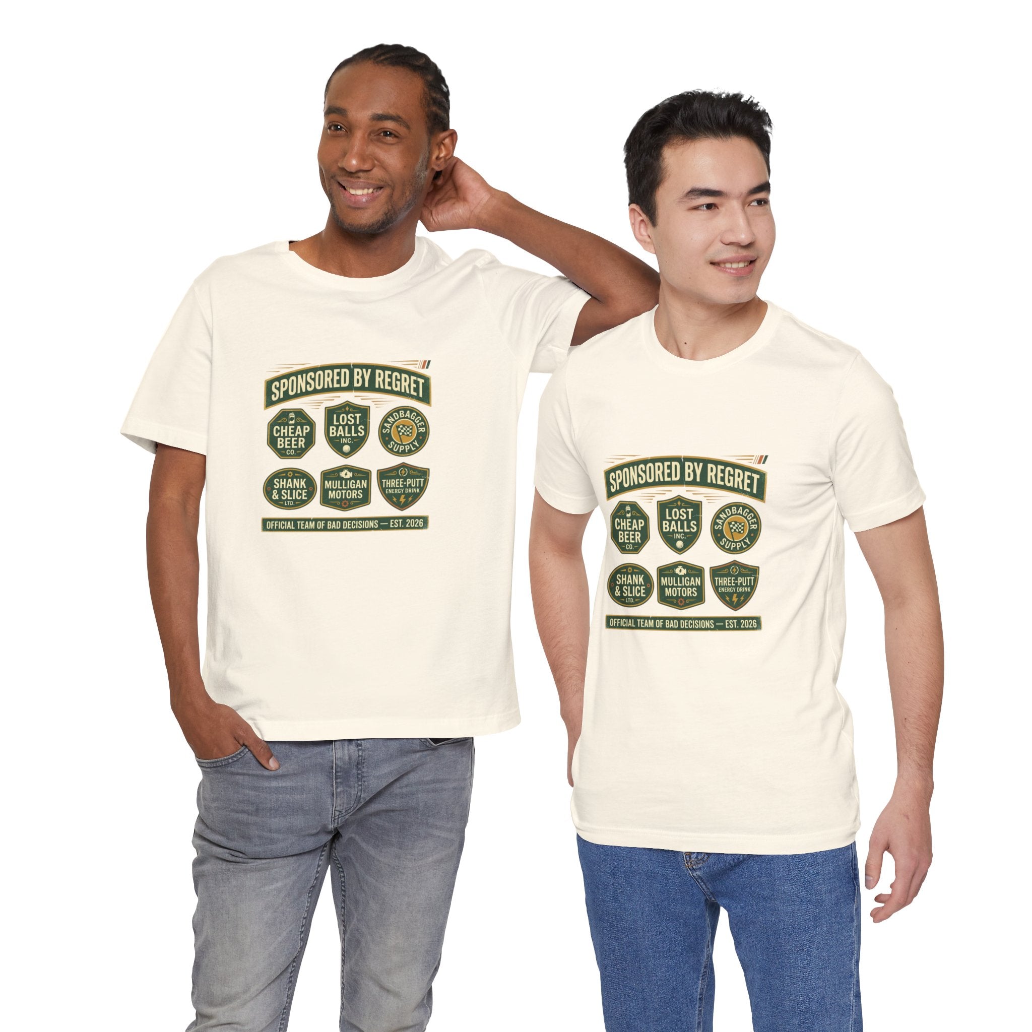 Sponsored By Regret Tee - Fake Racing Sponsor Patch