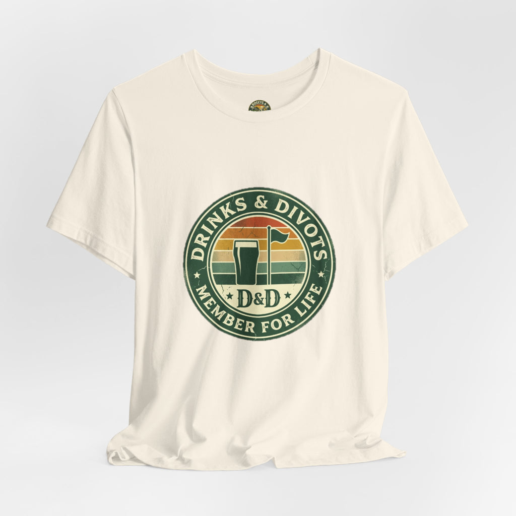 Drinks & Divots Member For Life Tee — Sunset Badge