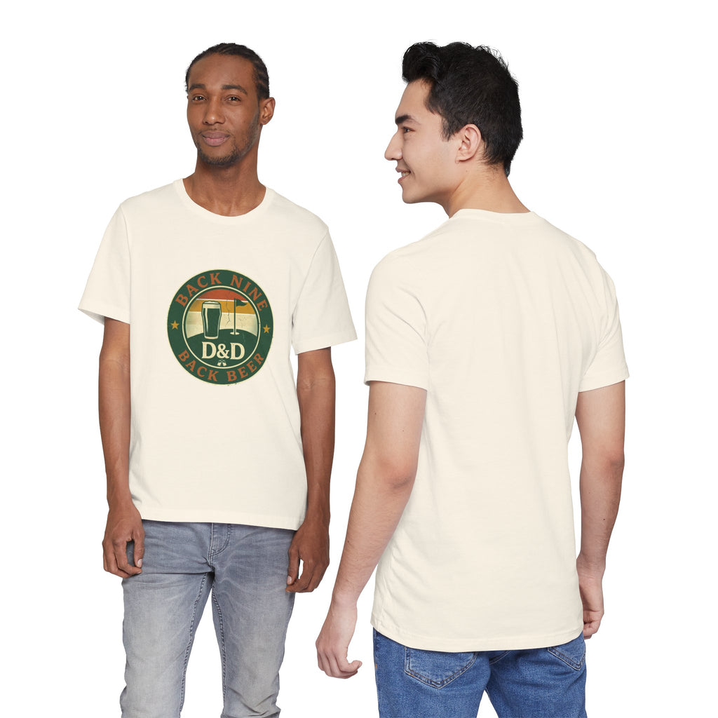 Back Nine Back Beer - Vintage Golf Sunset Badge Tee