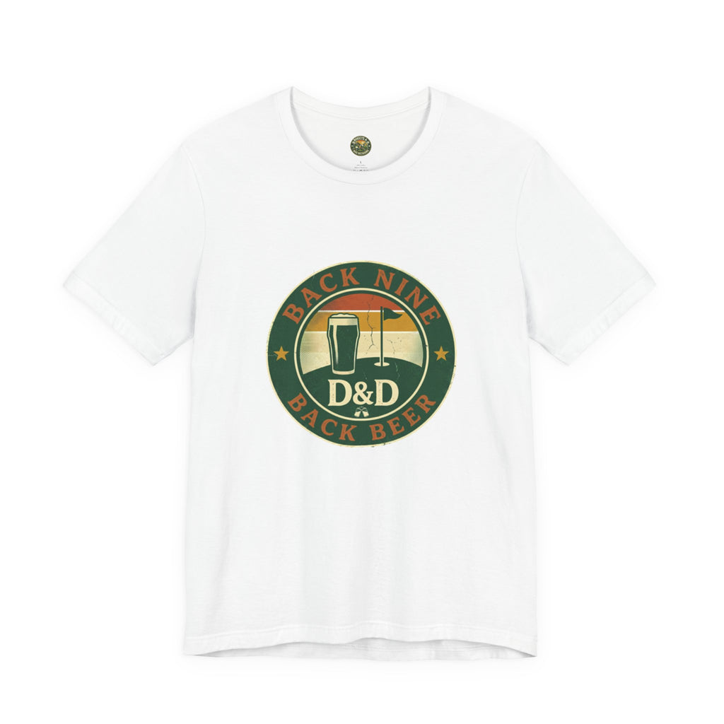 Back Nine Back Beer - Vintage Golf Sunset Badge Tee