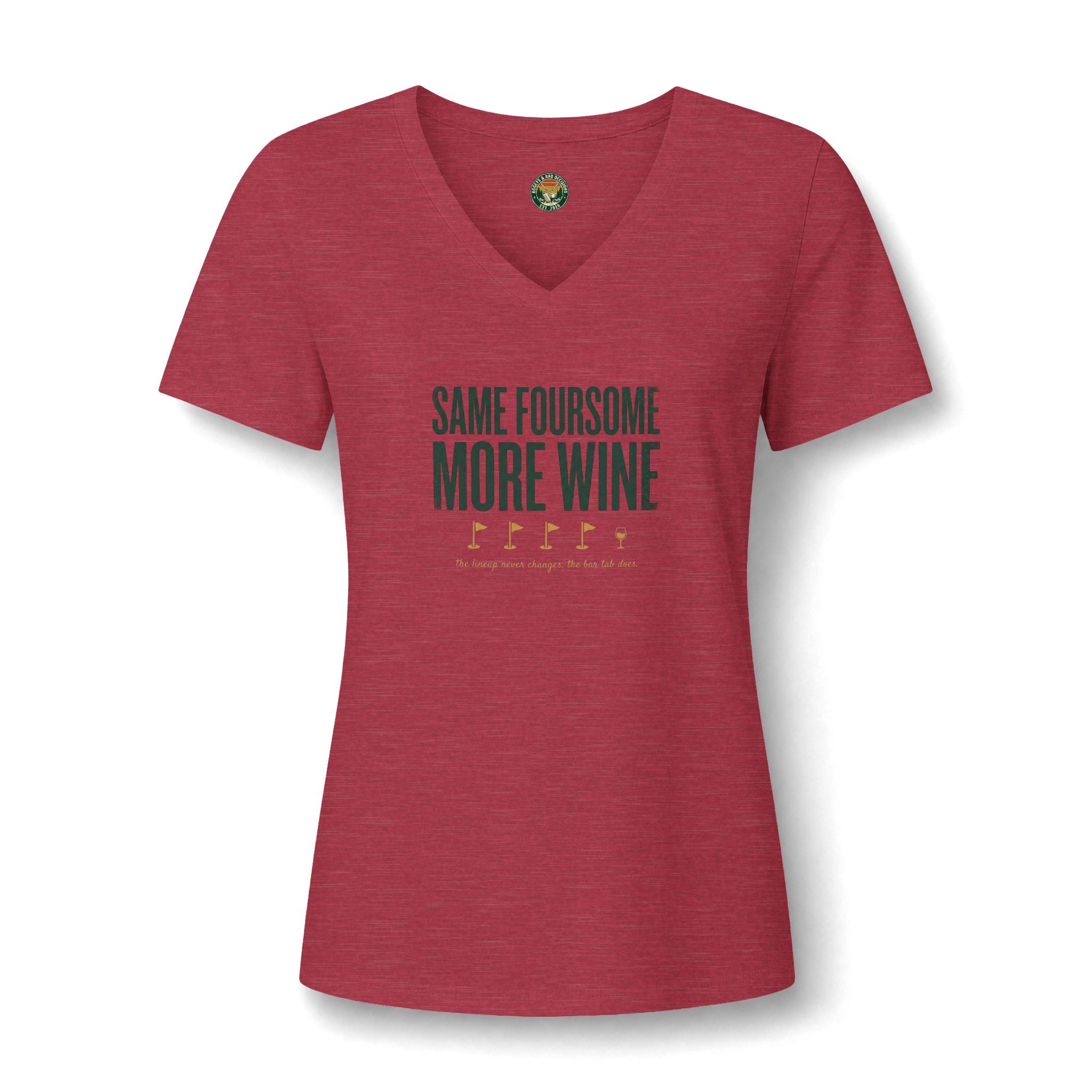 Same Foursome, More Wine V-Neck Tee — Back Nine Bettys
