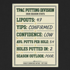 TPAC Putting Stats Sheet Tee — 2026 Season