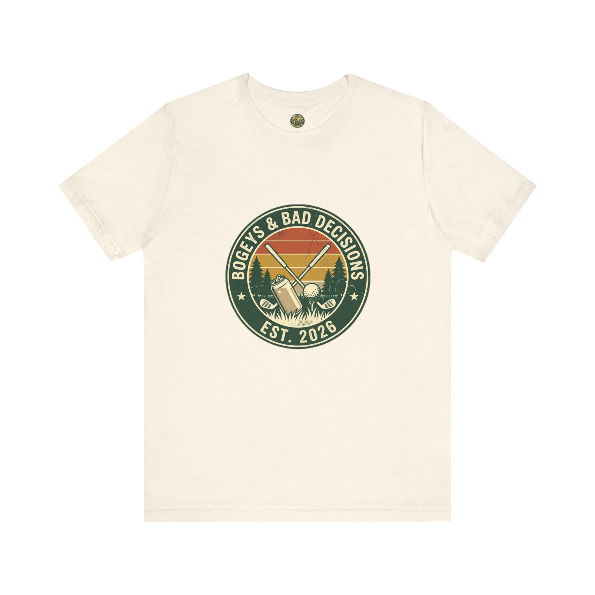 Bogeys & Bad Decisions Logo Tee - Vintage Sunset Badge