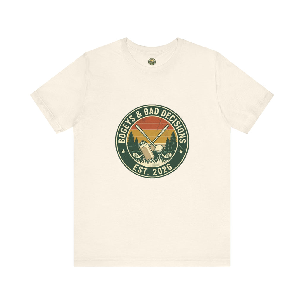 Bogeys & Bad Decisions Logo Tee - Vintage Sunset Badge