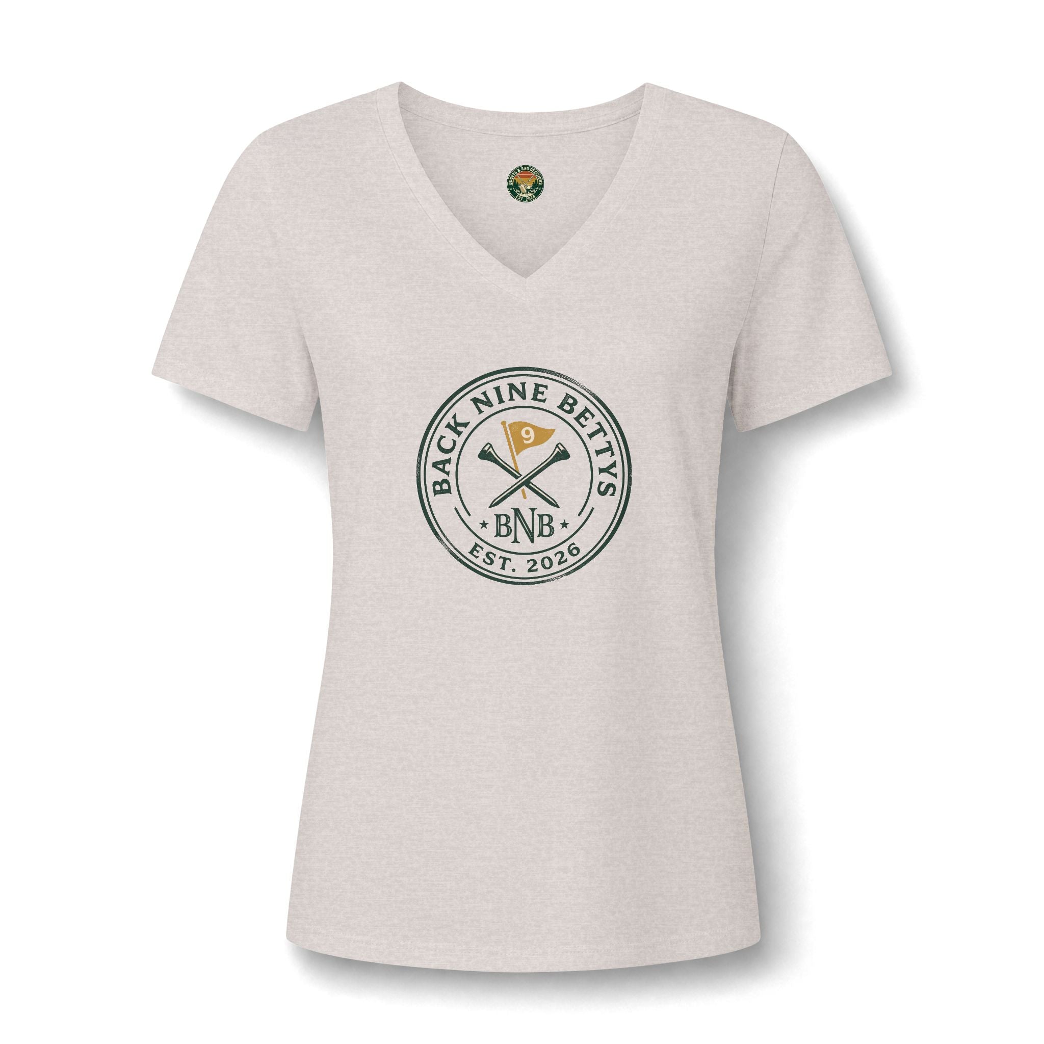 Back Nine Bettys V-Neck Tee — Charter Member Badge