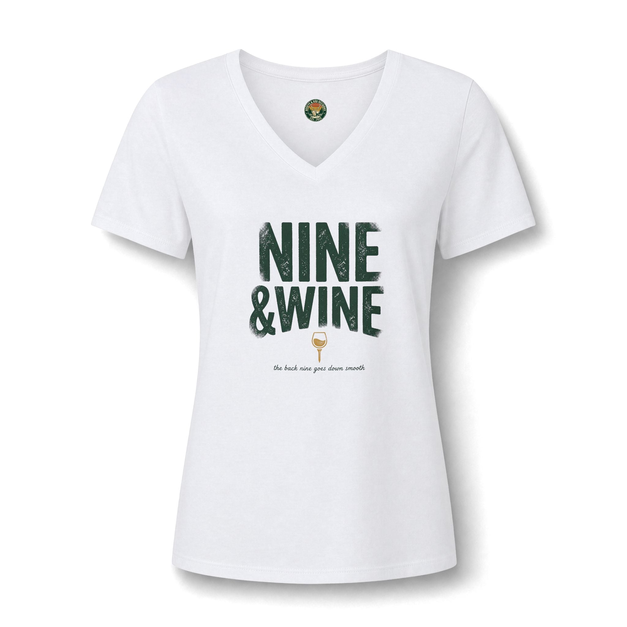 Nine & Wine V-Neck Tee — Back Nine Bettys