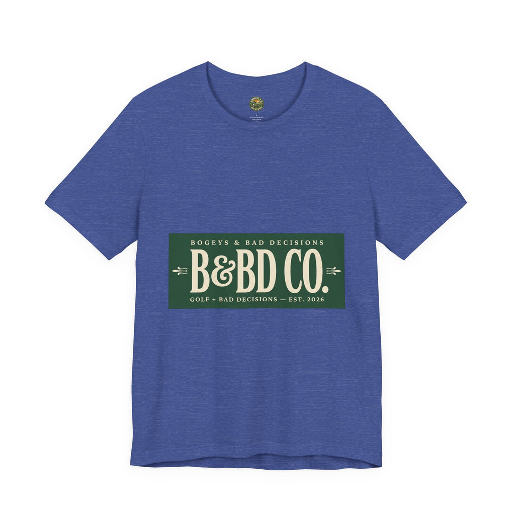 Minimal brand wordmark golf t-shirt — vintage horizontal layout