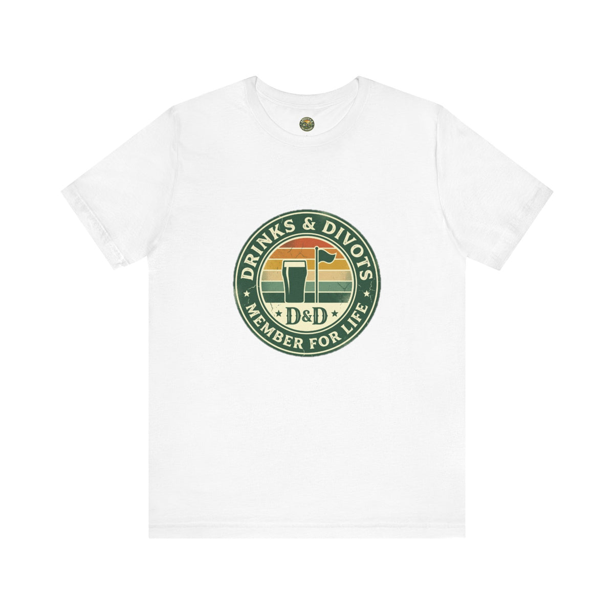 Drinks & Divots Member For Life Tee — Sunset Badge