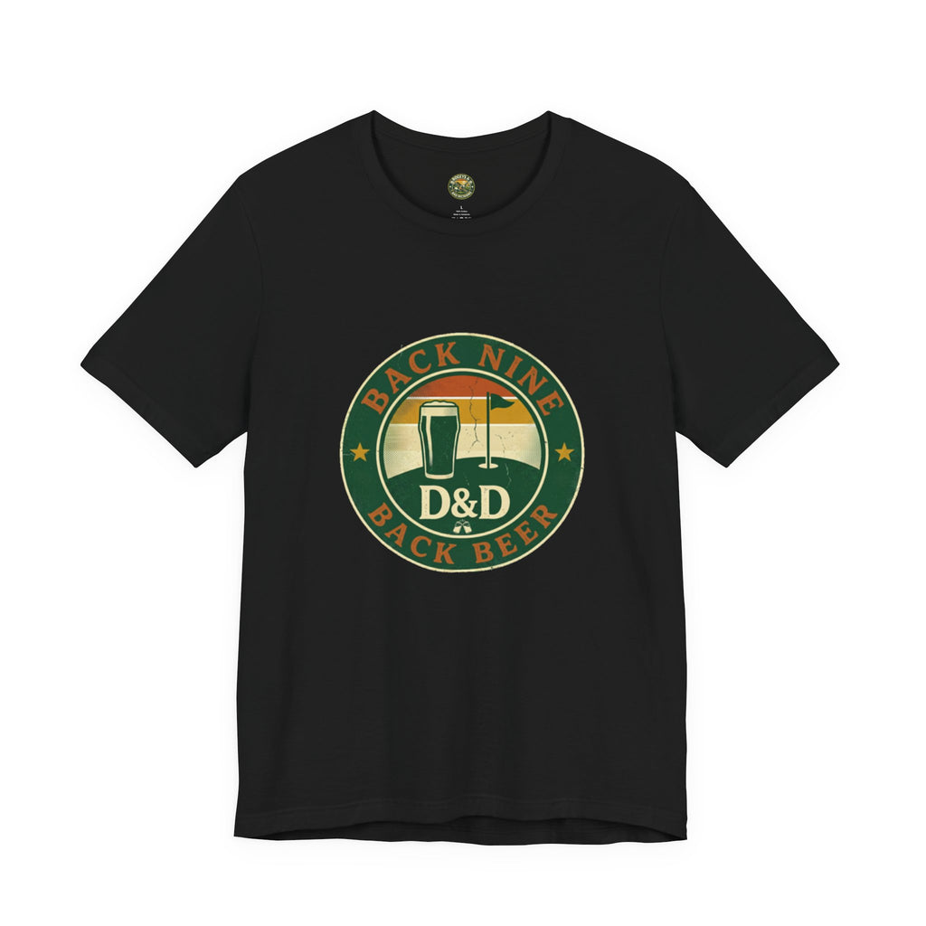 Back Nine Back Beer - Vintage Golf Sunset Badge Tee