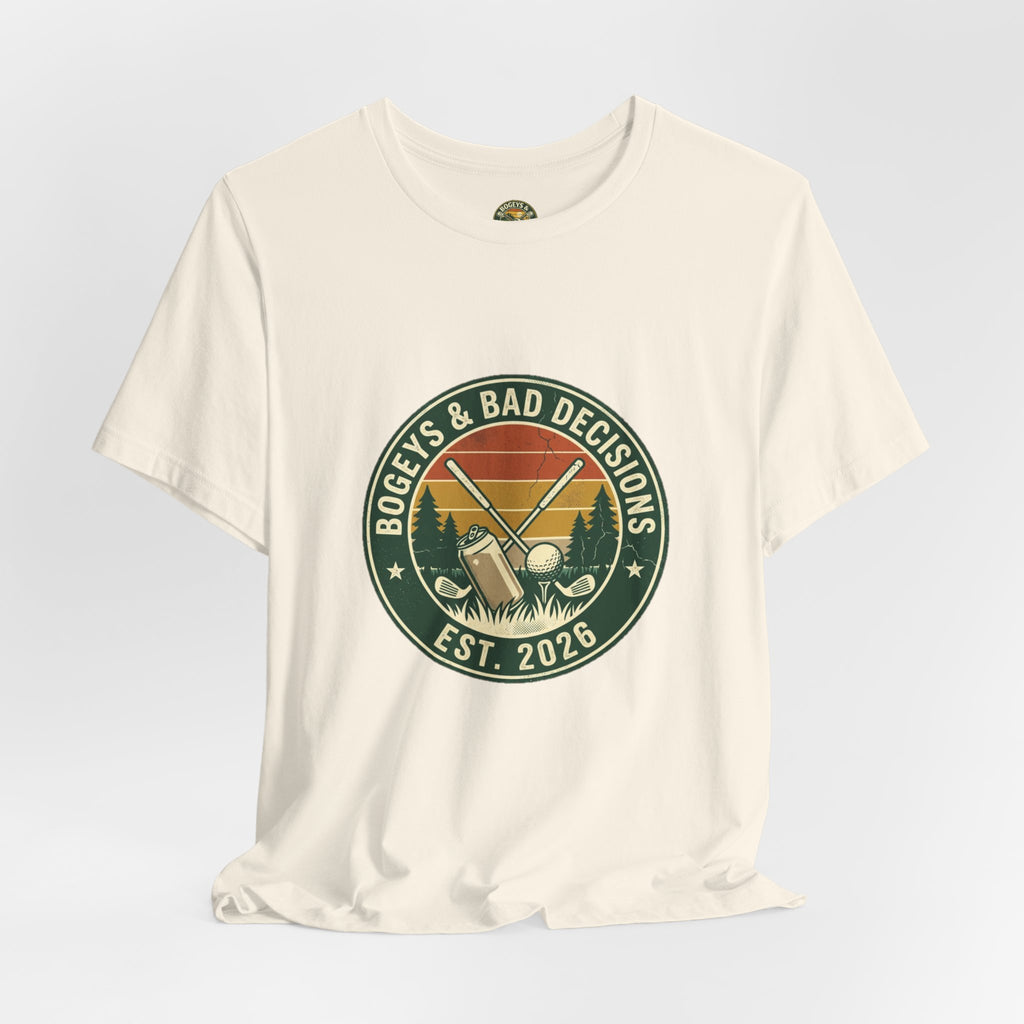 Bogeys & Bad Decisions Logo Tee - Vintage Sunset Badge