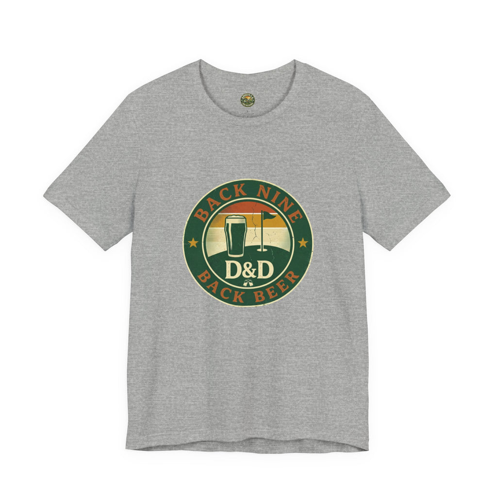 Back Nine Back Beer - Vintage Golf Sunset Badge Tee