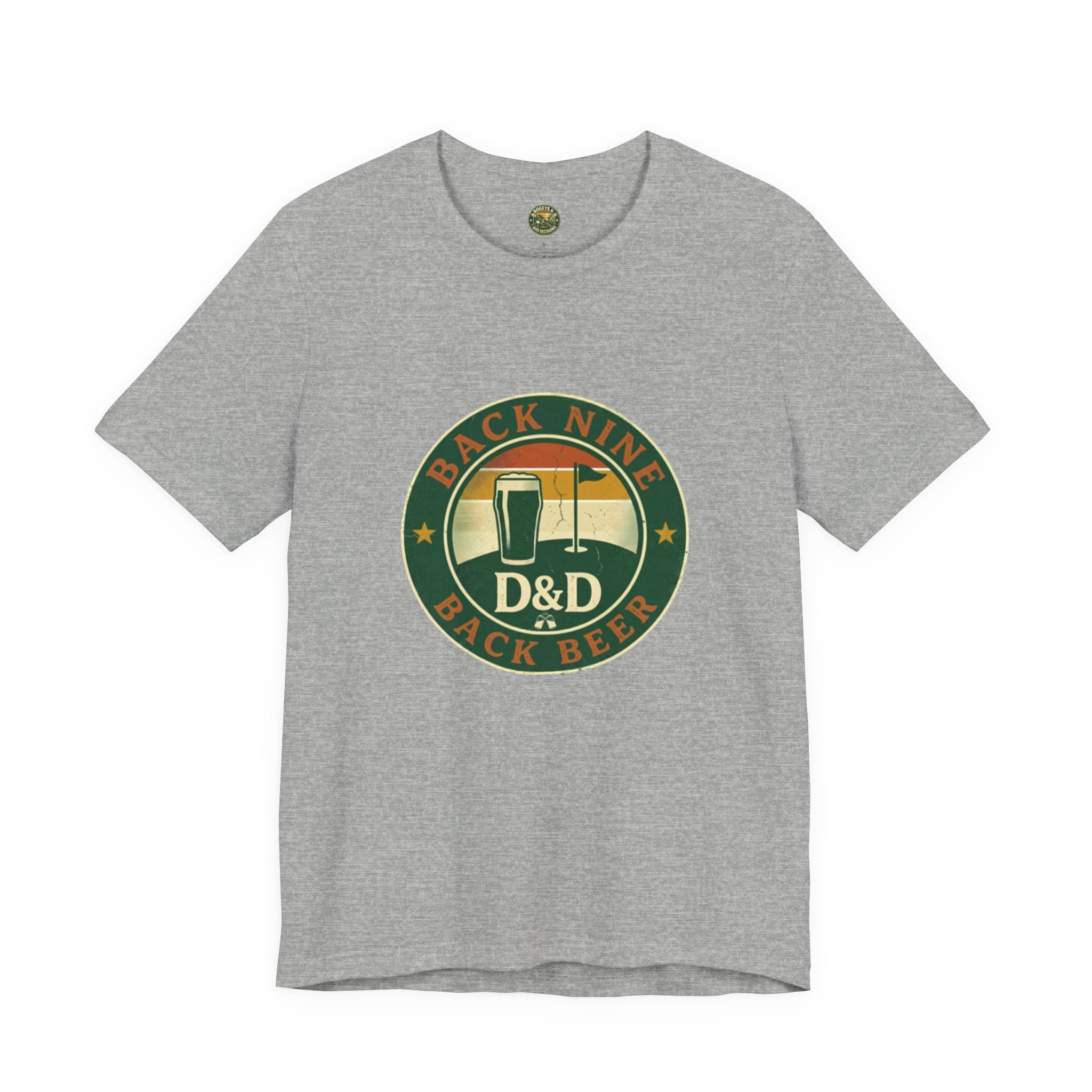 Back Nine Back Beer - Vintage Golf Sunset Badge Tee