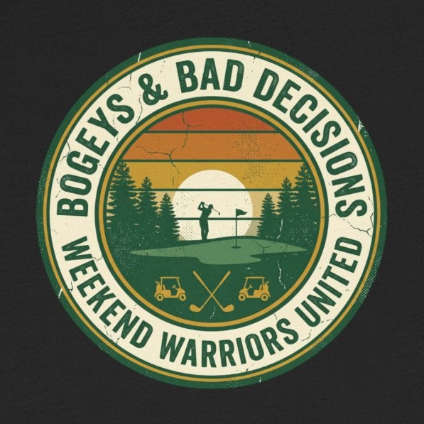 Bogeys & Bad Decisions Tee - Weekend Warriors Sunset Badge