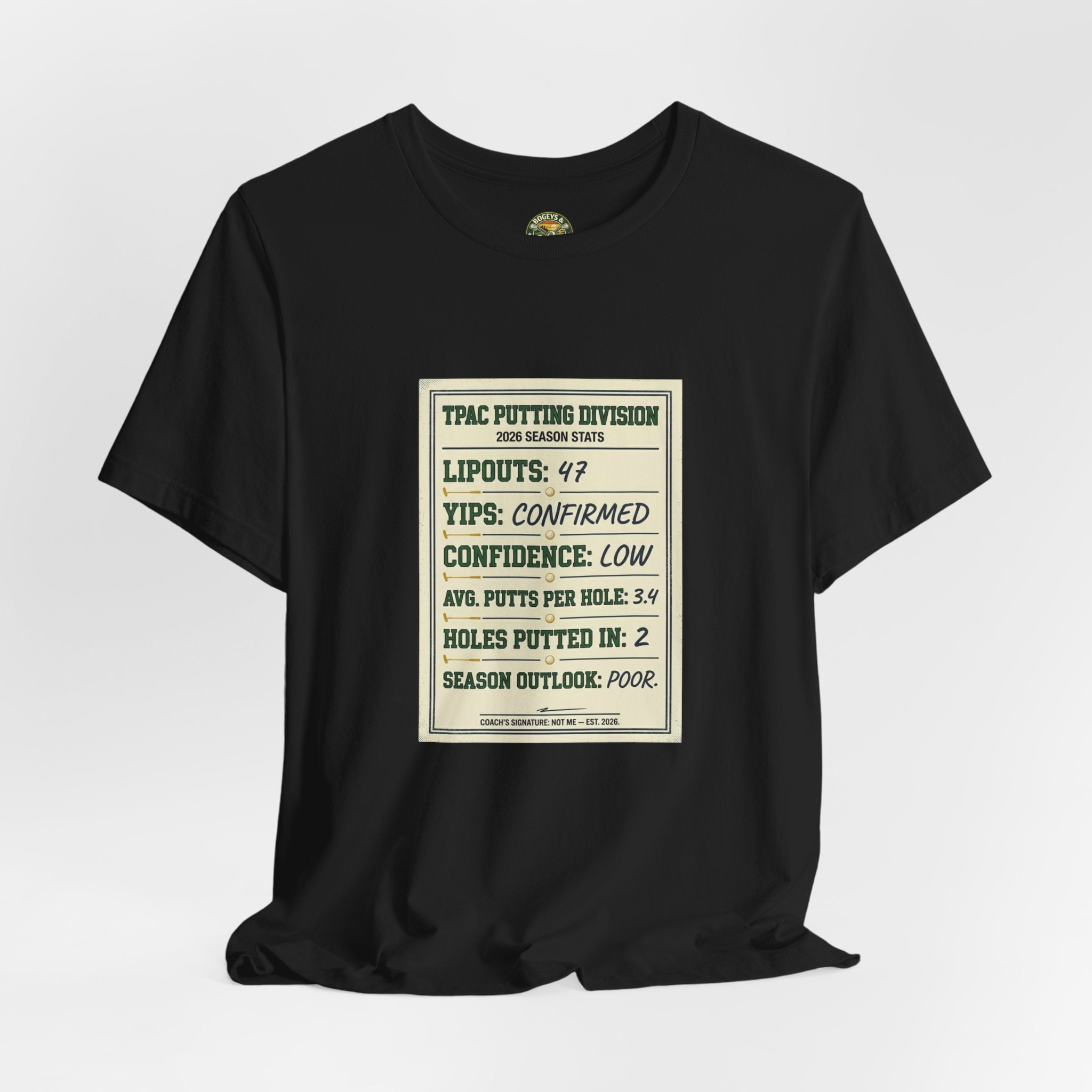 TPAC Putting Stats Sheet Tee — 2026 Season