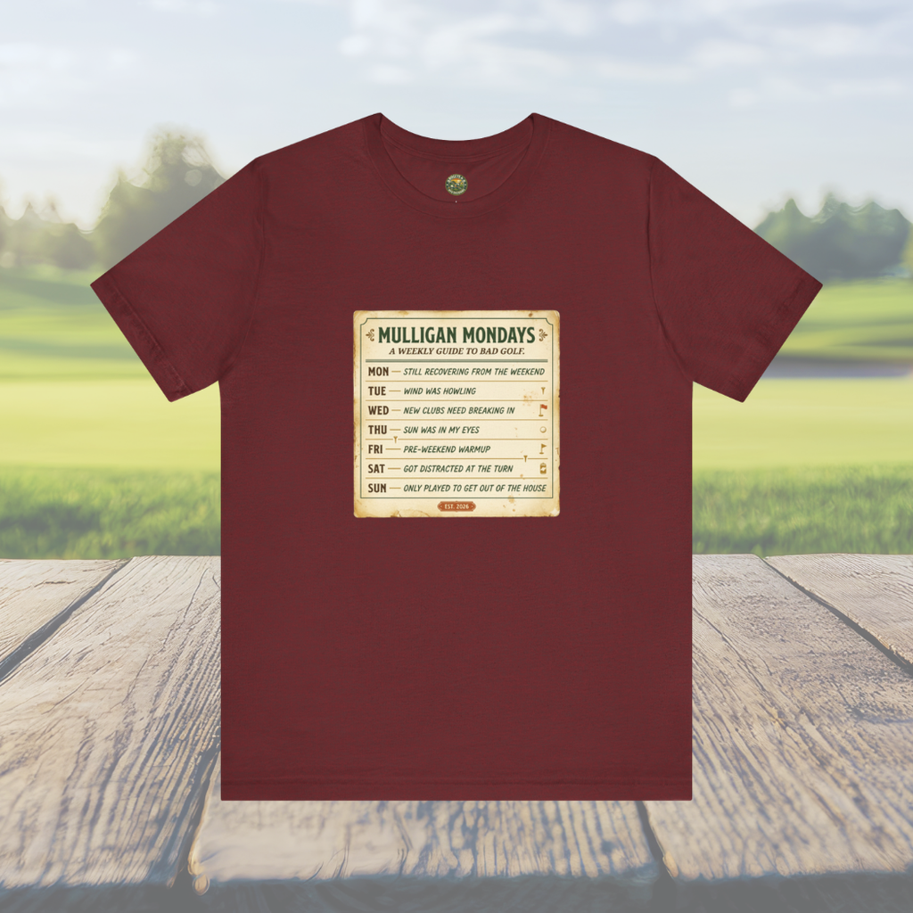 Mulligan Mondays Tee — Weekly Excuse Calendar