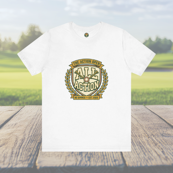 The Action Open Tee — Fake Golf Tournament Crest