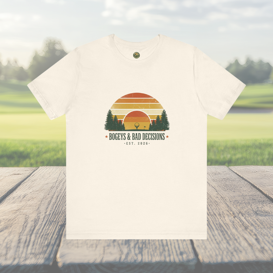 Bogeys & Bad Decisions Tee — Sunset Stripe Solo