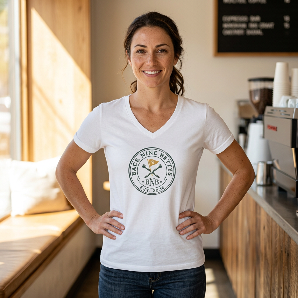 Back Nine Bettys V-Neck Tee — Charter Member Badge