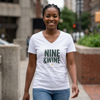 Nine & Wine V-Neck Tee — Back Nine Bettys