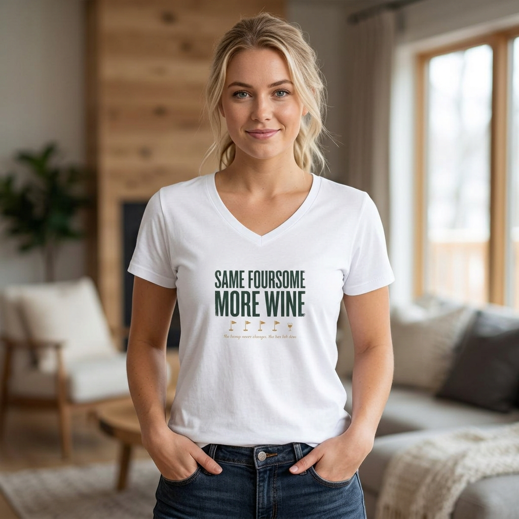 Same Foursome, More Wine V-Neck Tee — Back Nine Bettys