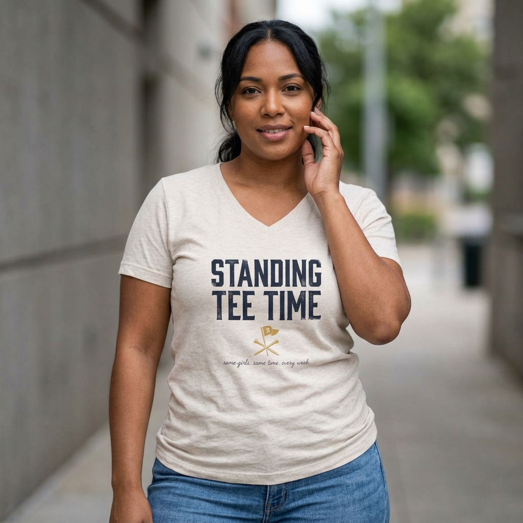 Standing Tee Time V-Neck Tee — Back Nine Bettys