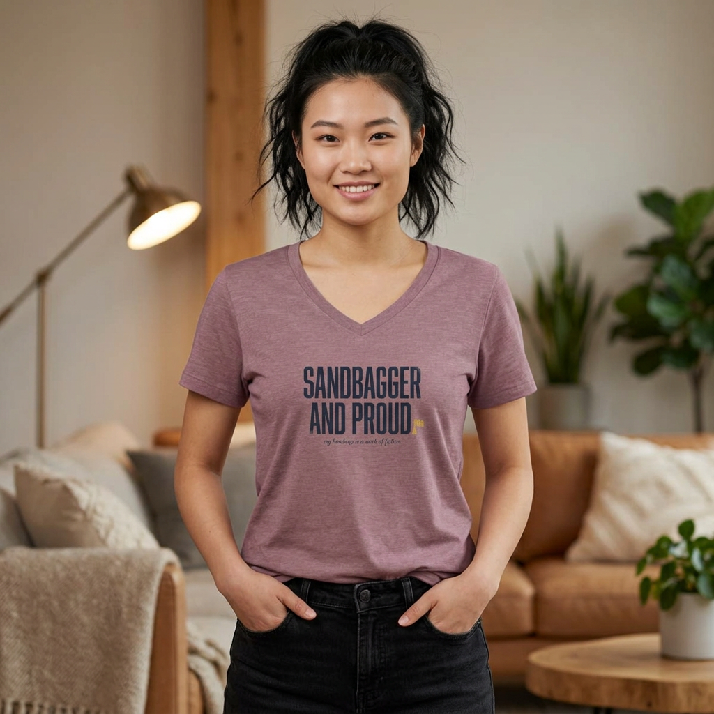 Sandbagger. And Proud. V-Neck Tee — Back Nine Bettys