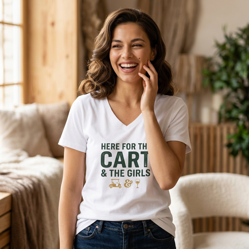 Here For The Cart & The Girls V-Neck Tee — Back Nine Bettys