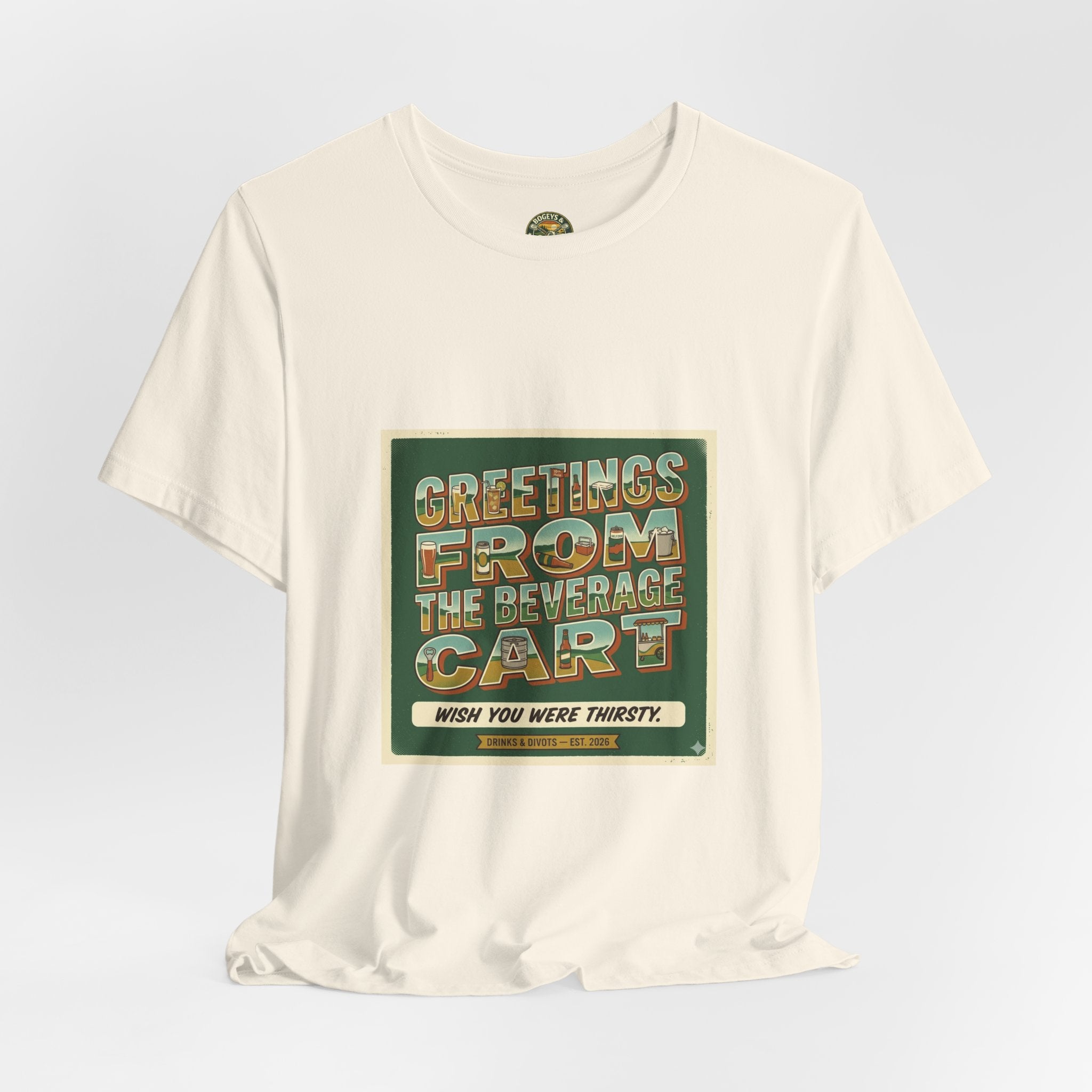Greetings From The Beverage Cart — Vintage Postcard Tee