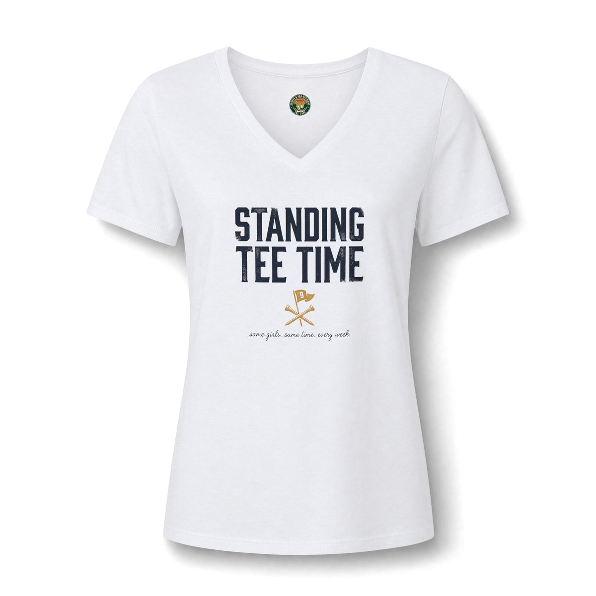 Standing Tee Time V-Neck Tee — Back Nine Bettys