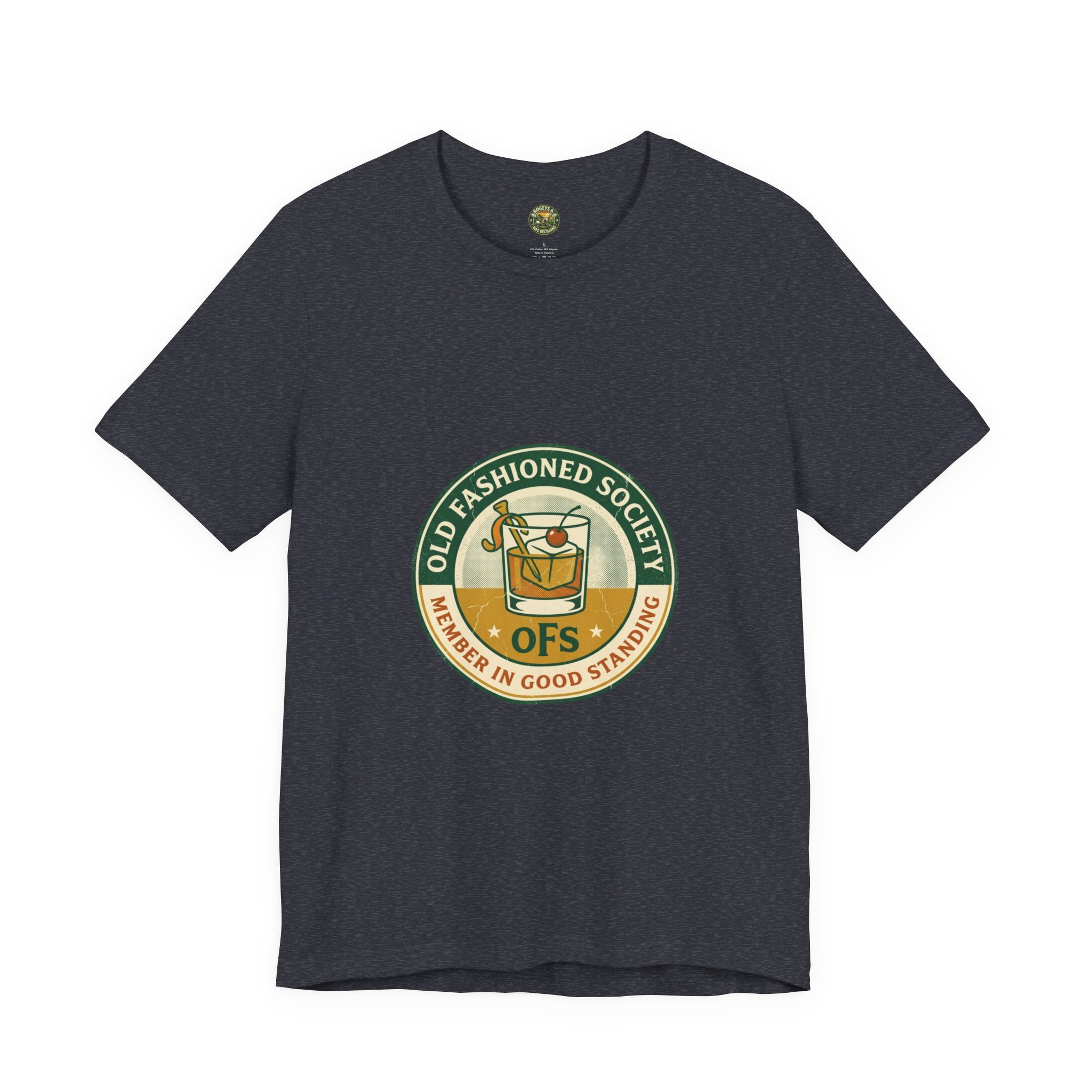 Vintage golf and whiskey tee — Old Fashioned Society badge