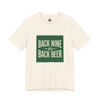 "Back Nine Back Beer" golf and beer tee — vintage typography