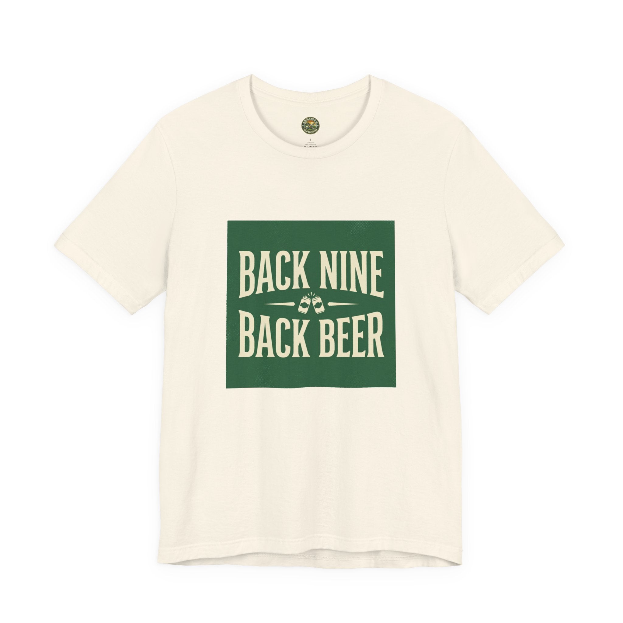"Back Nine Back Beer" golf and beer tee — vintage typography