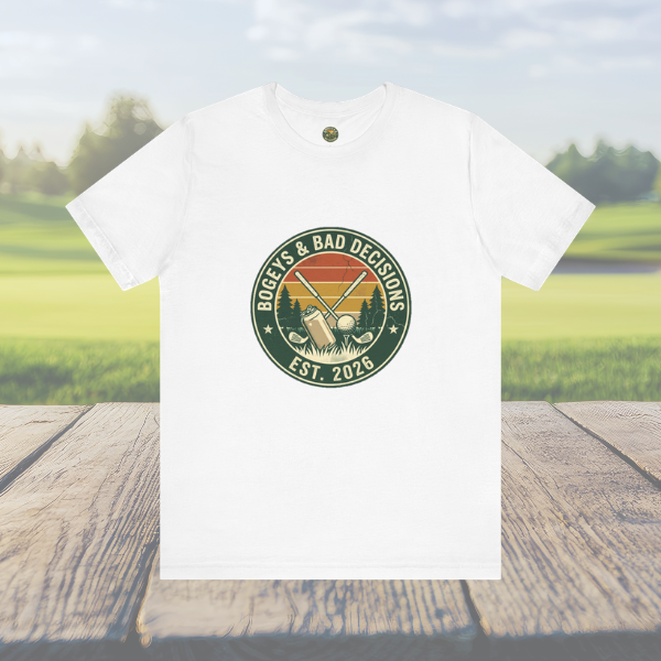Bogeys & Bad Decisions Logo Tee - Vintage Sunset Badge