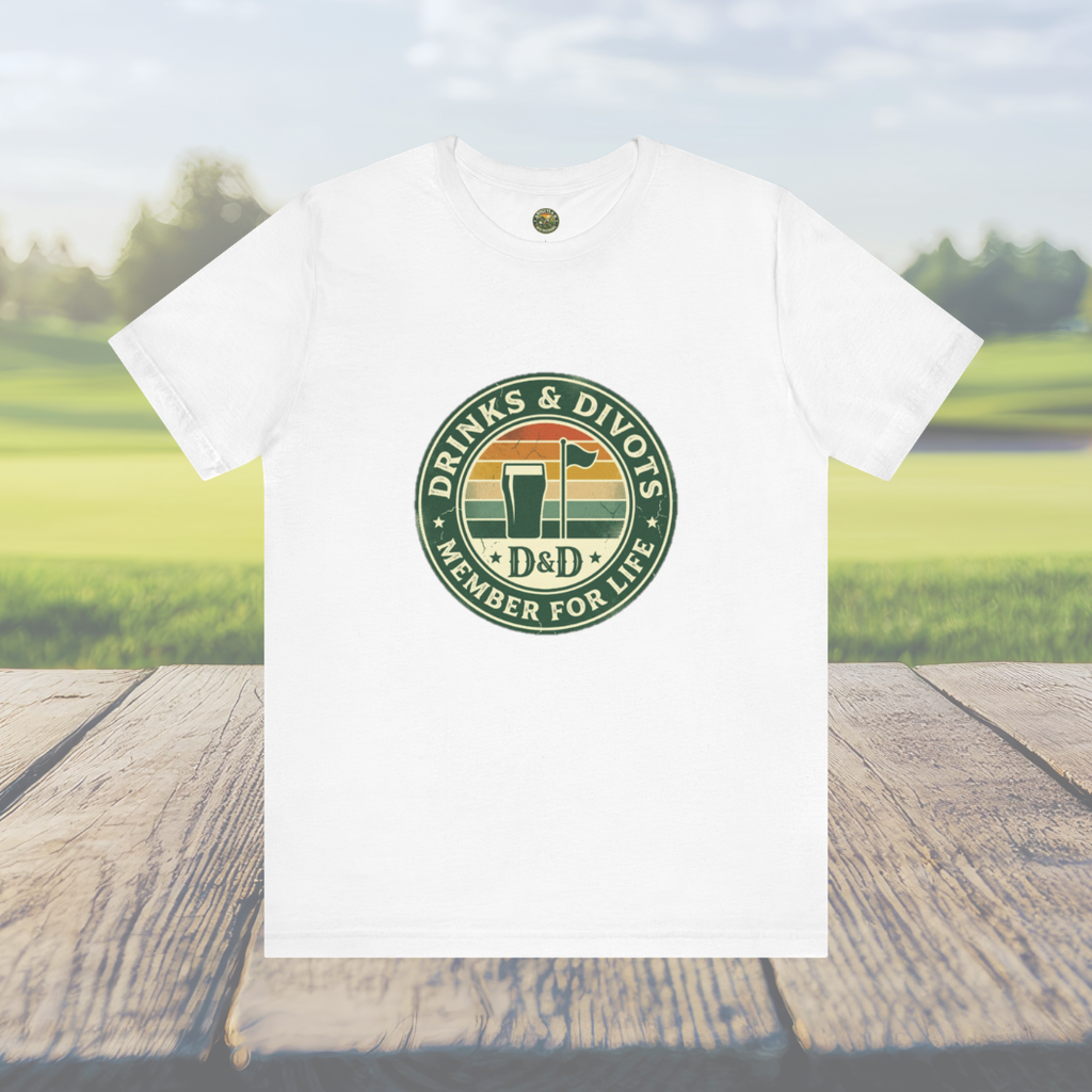Drinks & Divots Member For Life Tee — Sunset Badge
