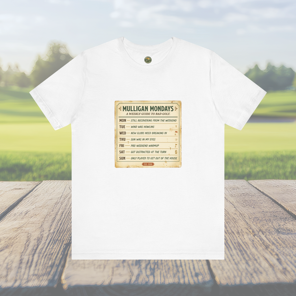 Mulligan Mondays Tee — Weekly Excuse Calendar