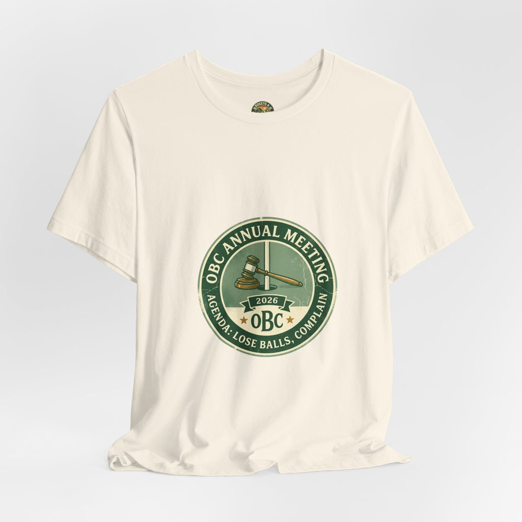 Vintage golf annual meeting tee — OBC agenda design